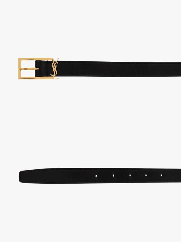 Luxury Saint Laurent Trending 2025 Logo Leather Belt Black