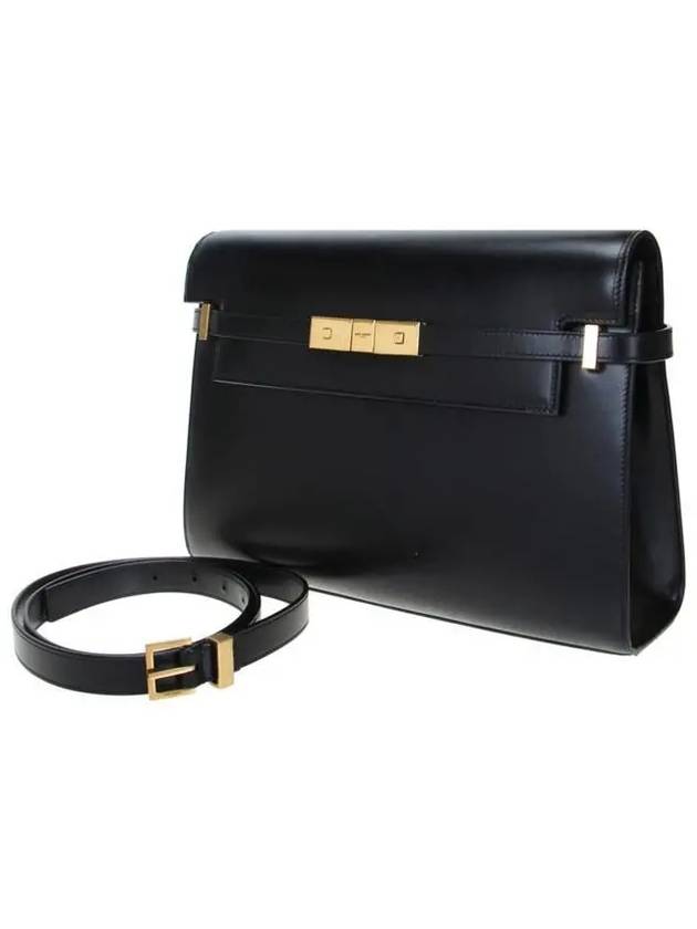 Luxury Saint Laurent Trending 2025 Manhattan Leather Shoulder Bag Black