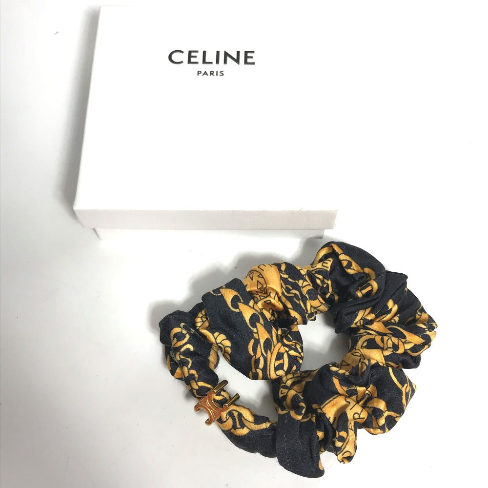CELINE hair accessory silk black hair accessories hair rubber ChainPattern Women