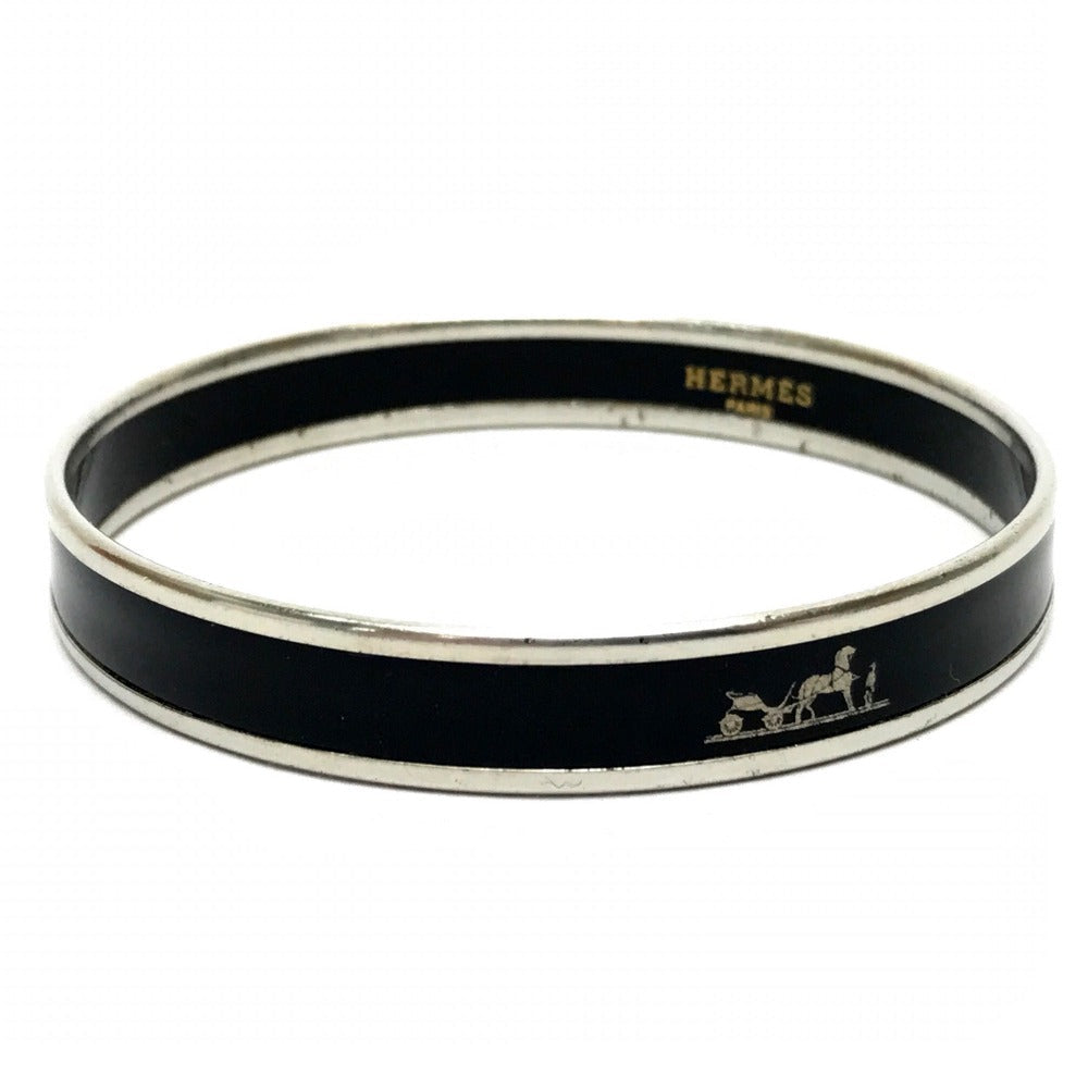 HERMES Bangle metal black Fan Curryche Emaille PM Women