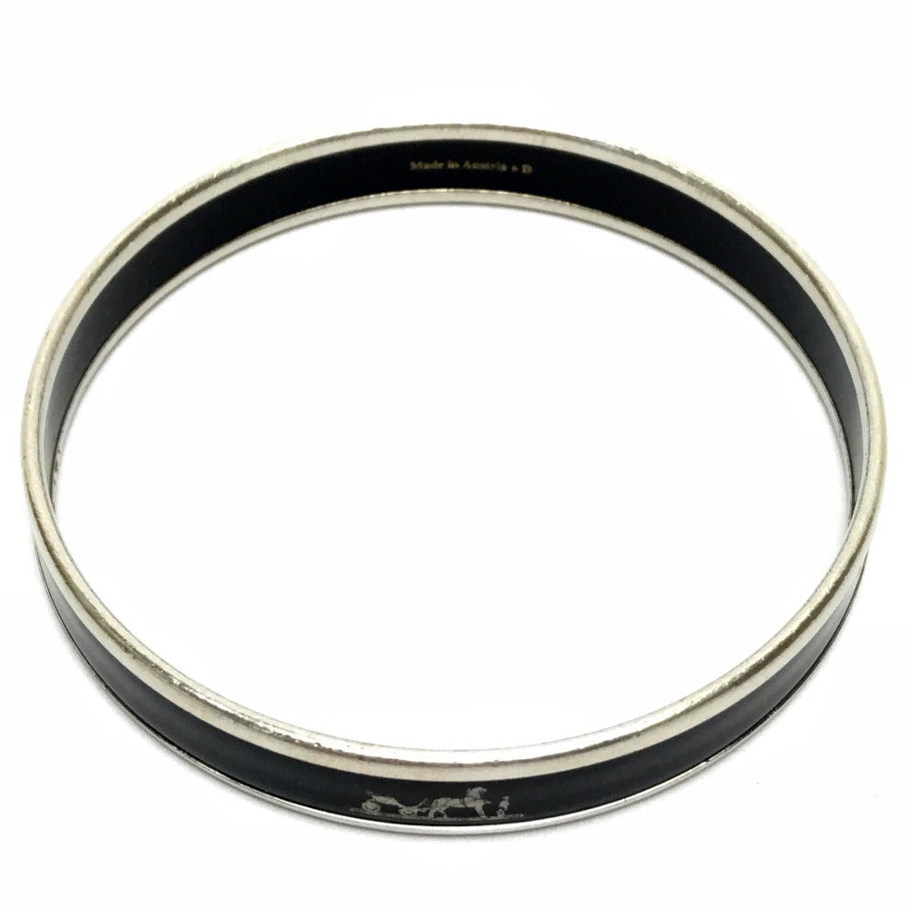HERMES Bangle metal black Fan Curryche Emaille PM Women