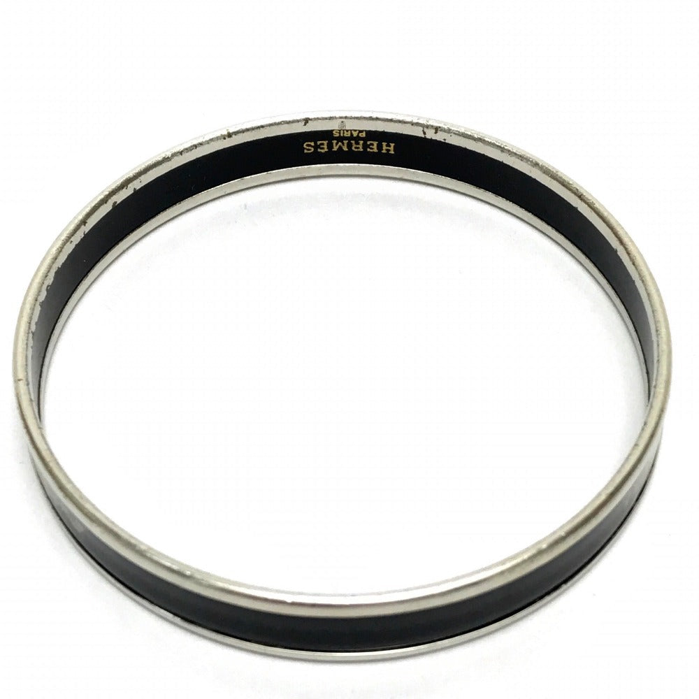 HERMES Bangle metal black Fan Curryche Emaille PM Women