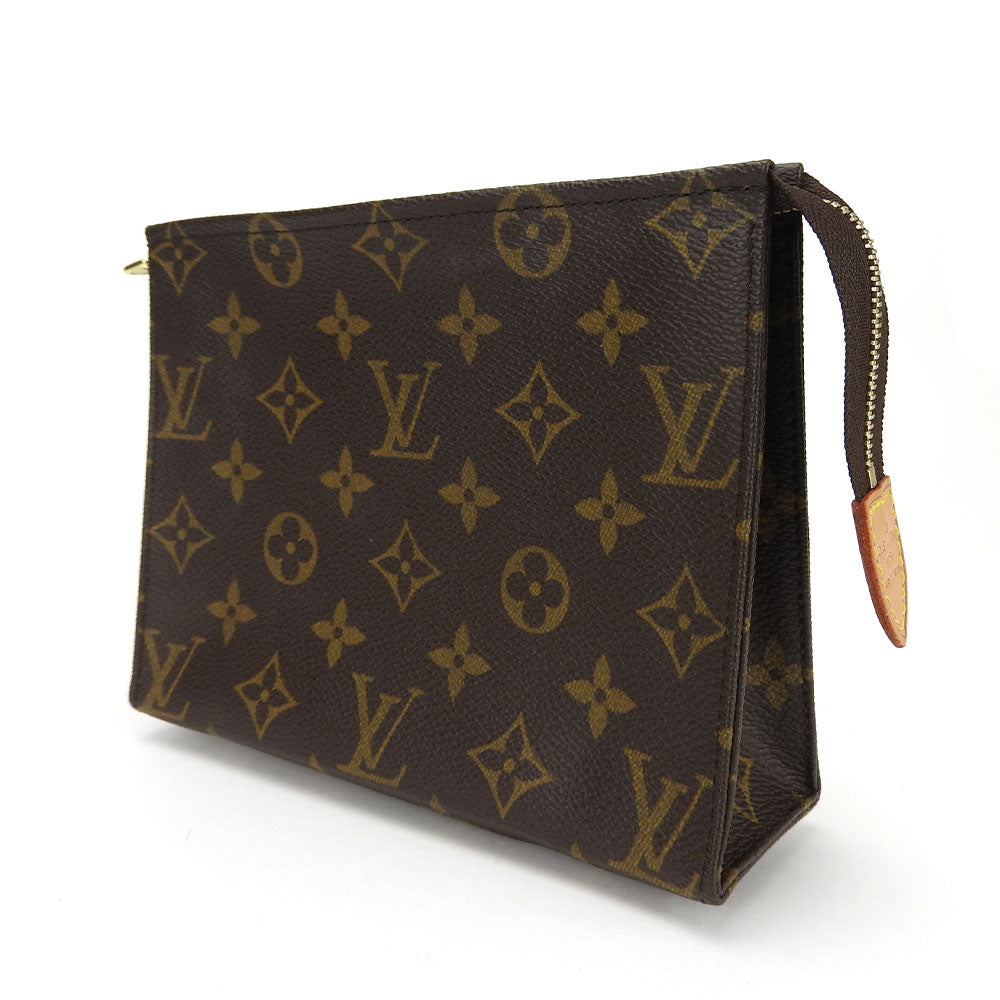 LOUIS VUITTON Pouch M47544 Monogram canvas, leather Brown posh toilette 19 Women