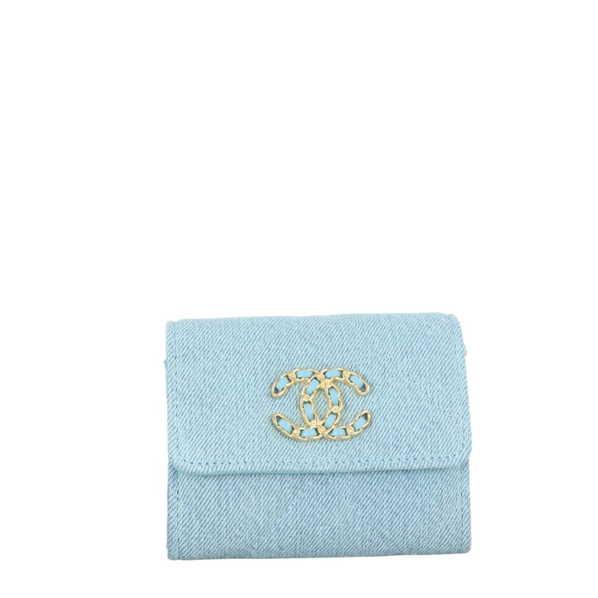 Chanel 19 Flap Card Holder on Chain Denim