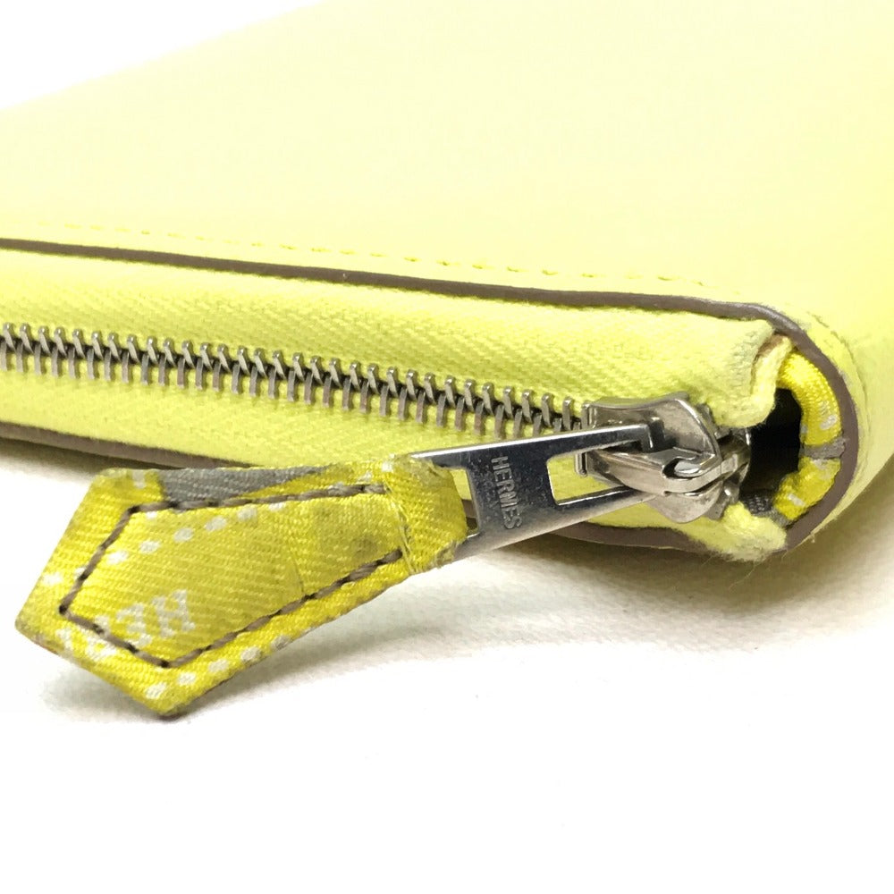 HERMES Long Wallet Purse Epsom, Silk yellow Silk in Azap Long Women