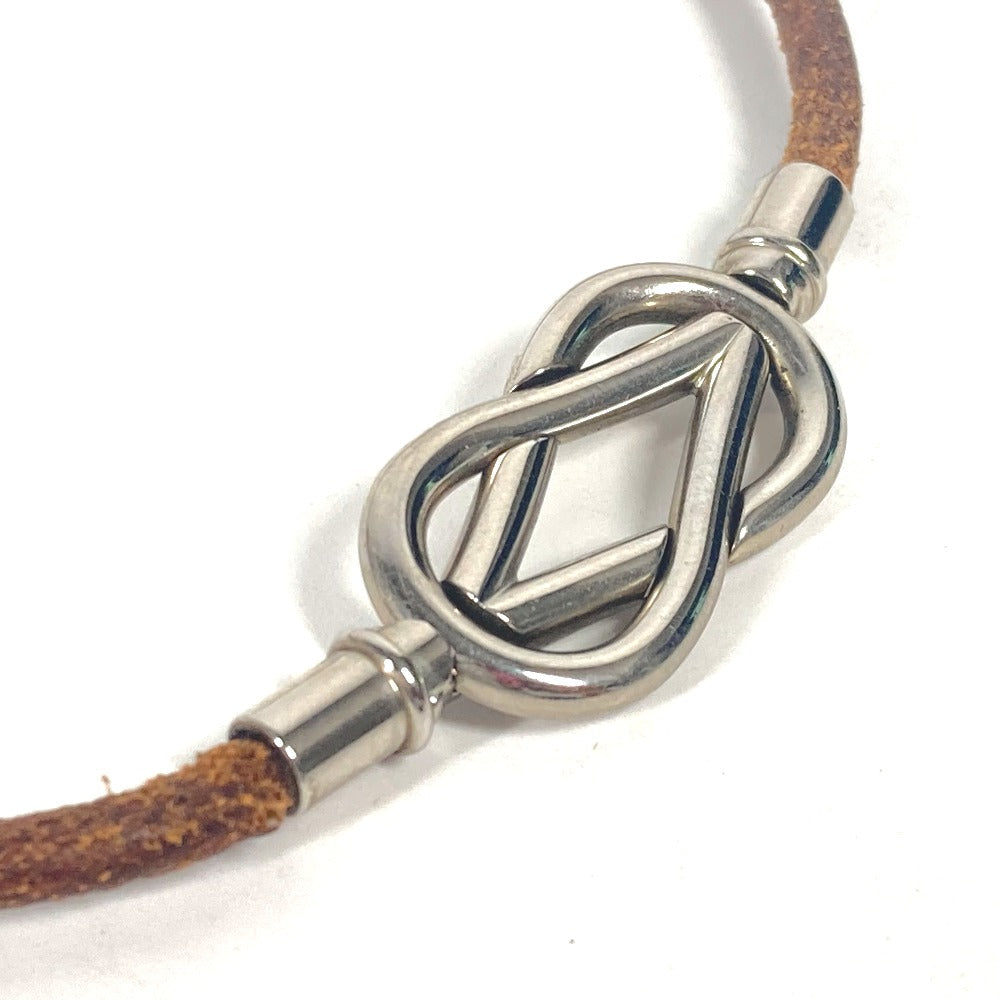 HERMES choker leather Brown Necklace Head mens