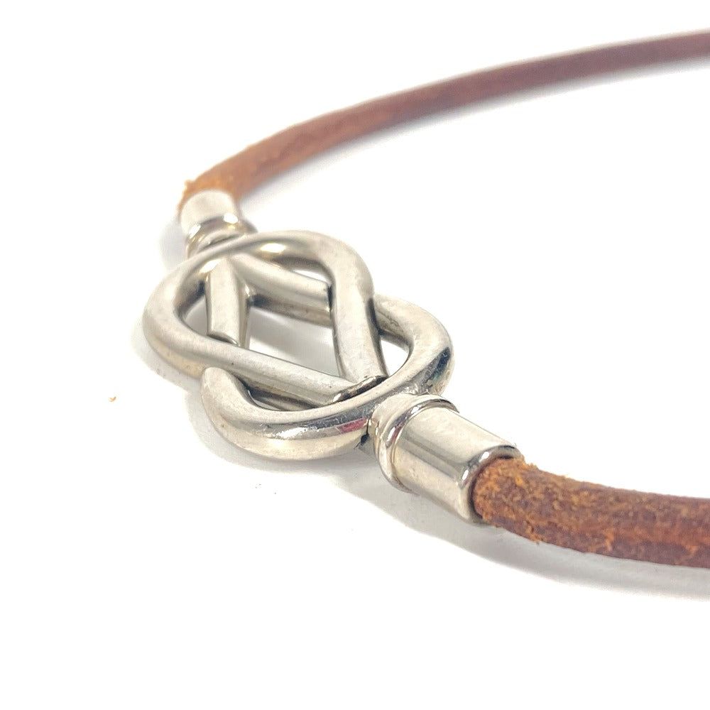HERMES choker leather Brown Necklace Head mens