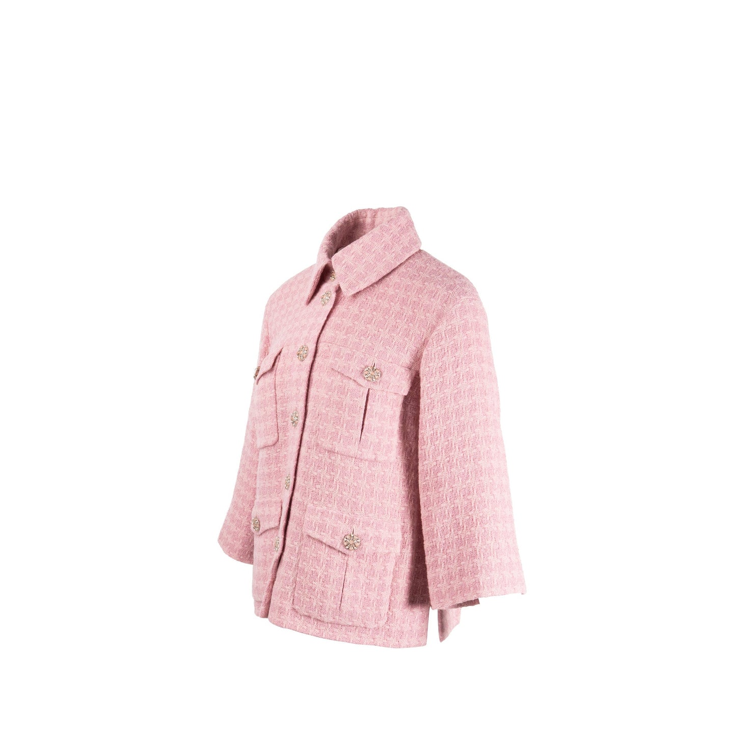 Chanel Size 34 19B Detailed Button Jacket Wool Pink