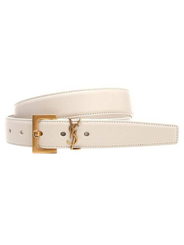 Luxury Saint Laurent Trending 2025 Monogram Buckle Leather Belt White