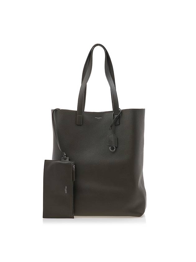 Luxury Saint Laurent Trending 2025 Bold Shopping Bag In Grained Leather Dark Khaki