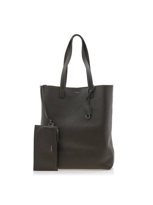 Luxury Saint Laurent Trending 2025 Bold Shopping Bag In Grained Leather Dark Khaki
