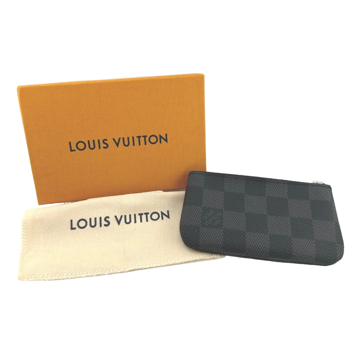 LOUIS VUITTON Key case Key holder  N60155 Damier Grafitto Canvas gray Key case Key holder for coin pocket Graphite Pochette Cre mens