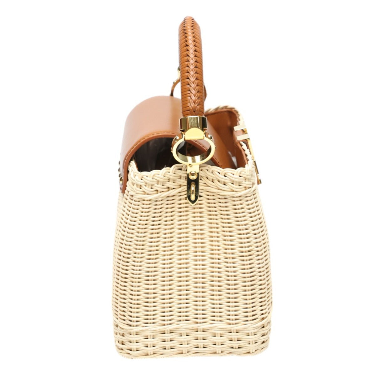LOUIS VUITTON Shoulder Bag M22173 Leather, Rattan Brown x beige Leather x Rattan