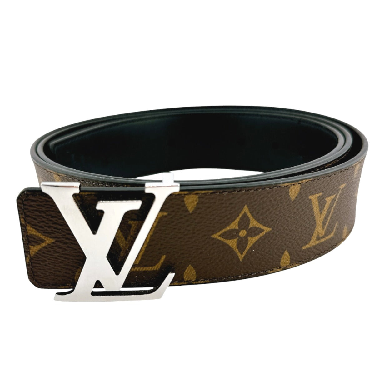 LOUIS VUITTON belt M9821 Calfskin Brown reverse Monogram Saintur Initial mens 44