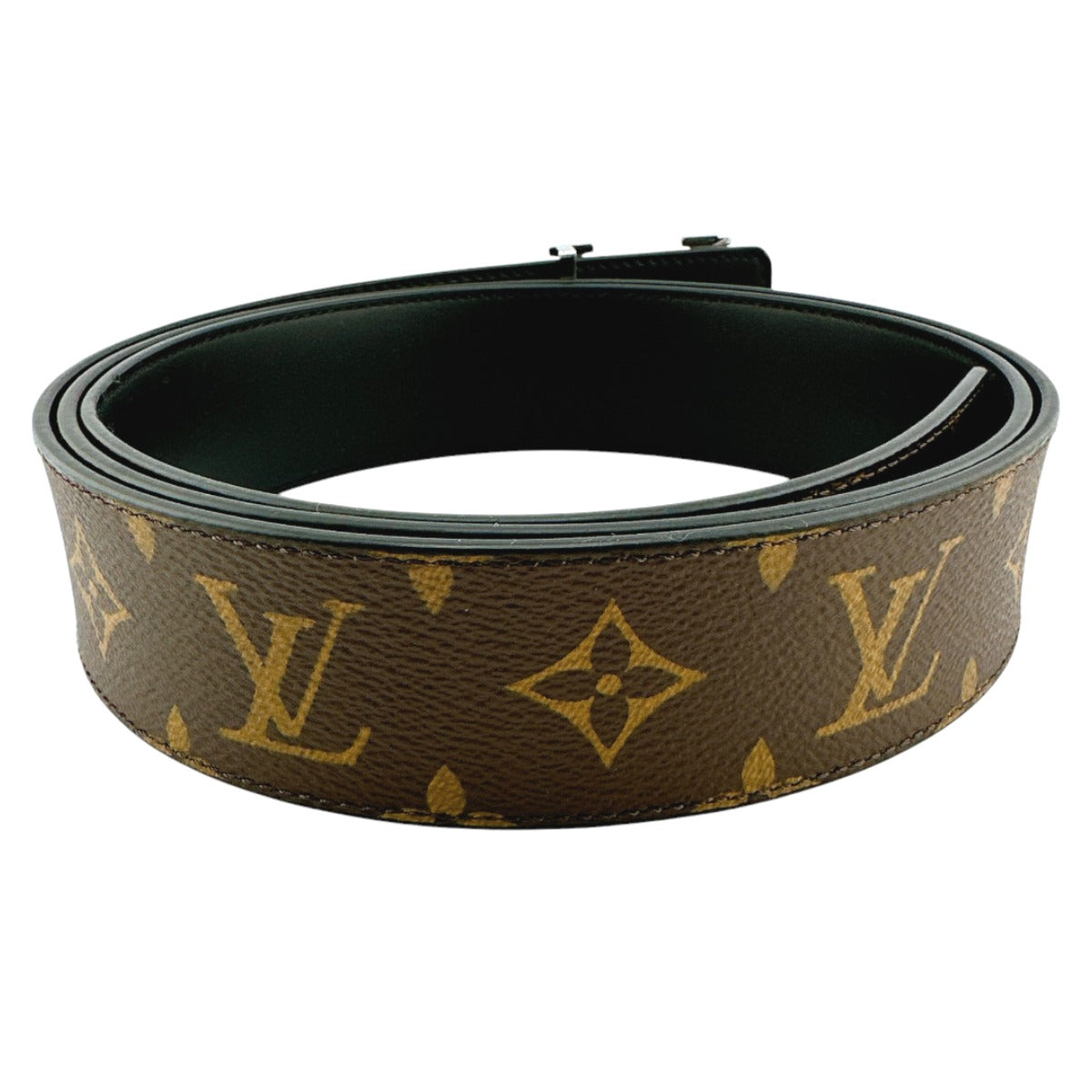 LOUIS VUITTON belt M9821 Calfskin Brown reverse Monogram Saintur Initial mens 44
