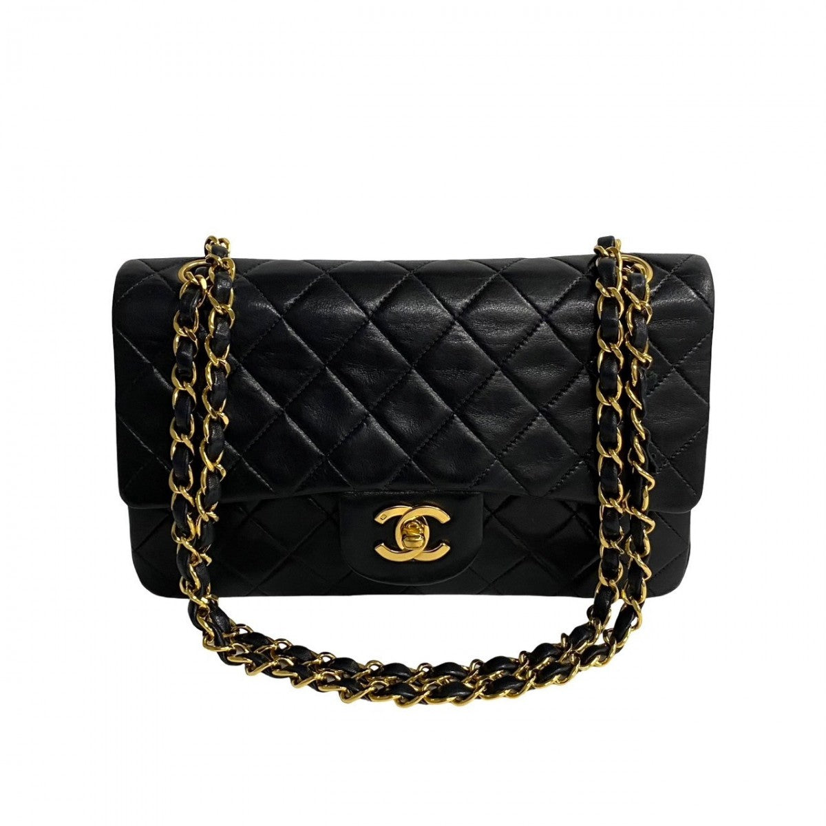 CHANEL Shoulder Bag lambskin black Double flap Matrasse Women