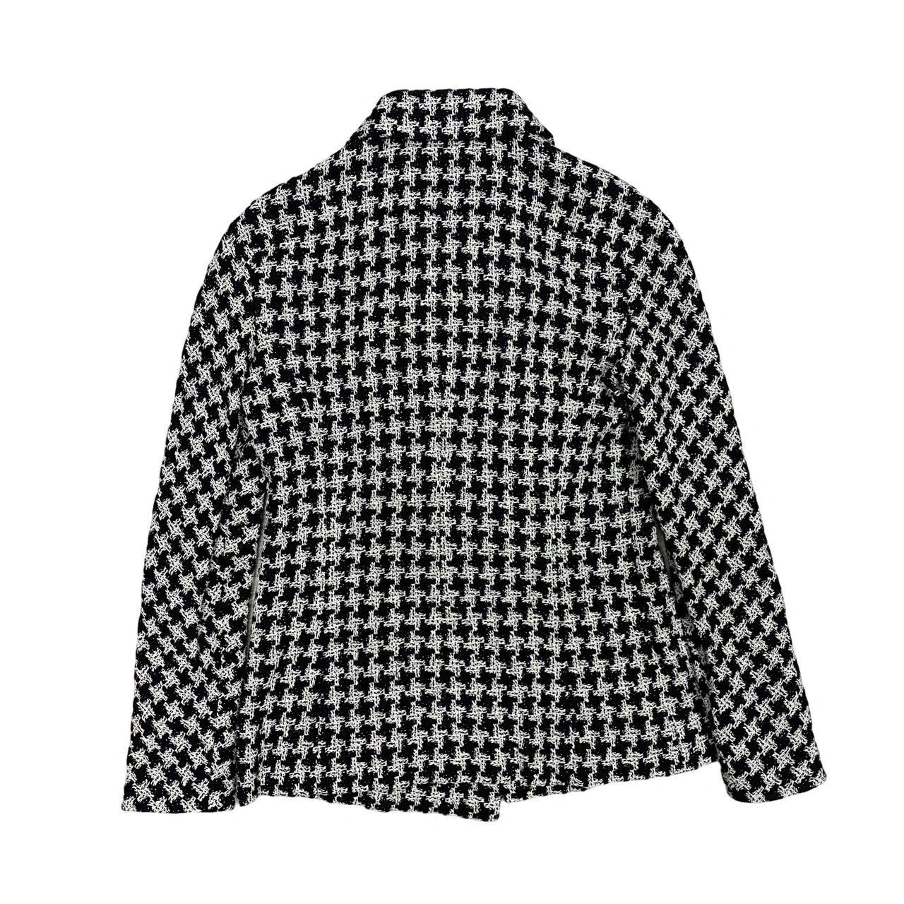 CHANEL tailored jacket Silk, Metal white COCO Mark Houndstooth Pattern Women 36