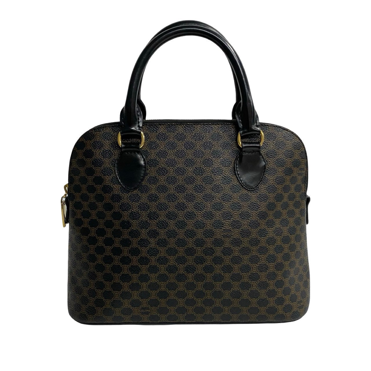 CELINE Handbag Leather, PVC black Macadam Blason Triomphe Pattern Women