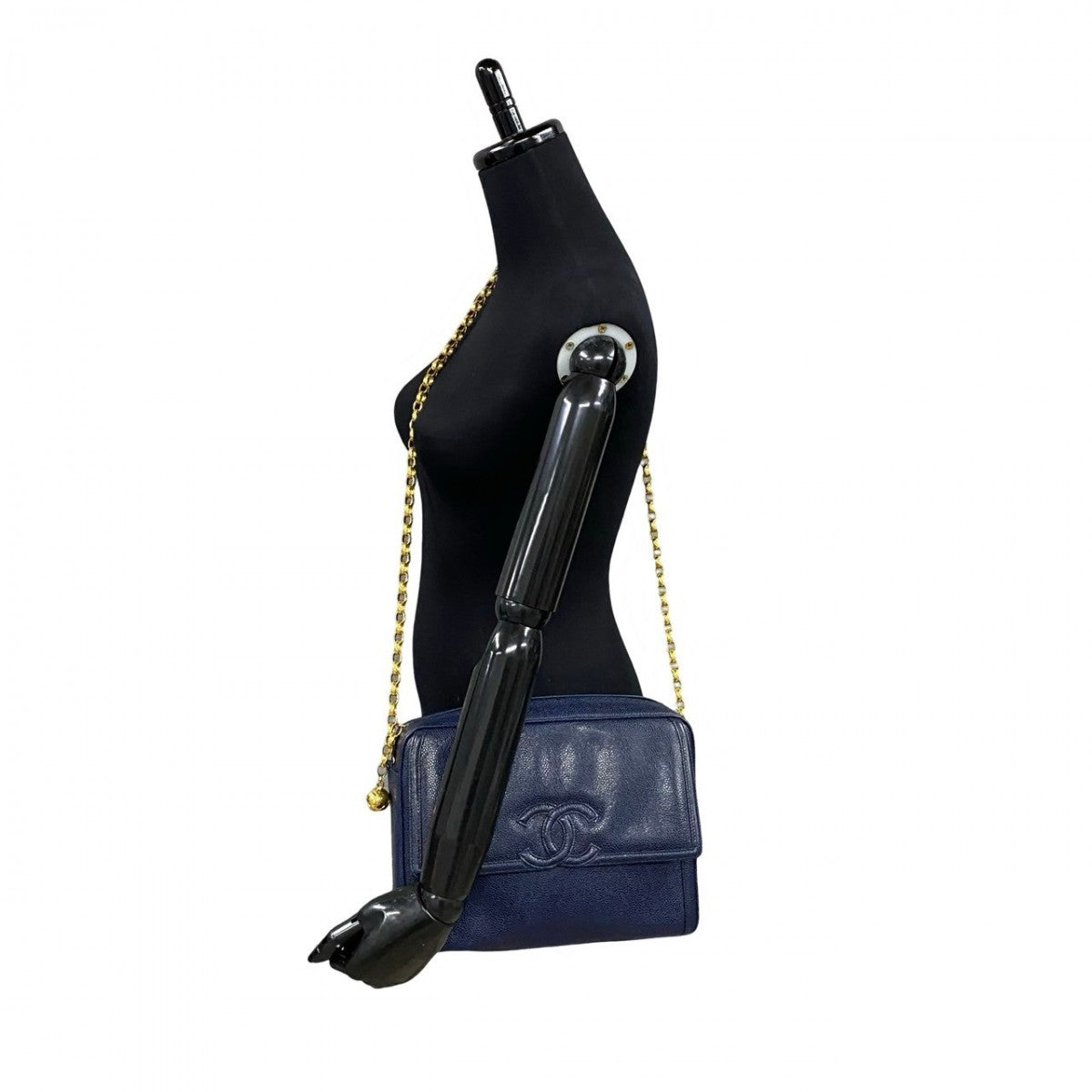 CHANEL Shoulder Bag Matt caviar skin Navy COCO Mark Women