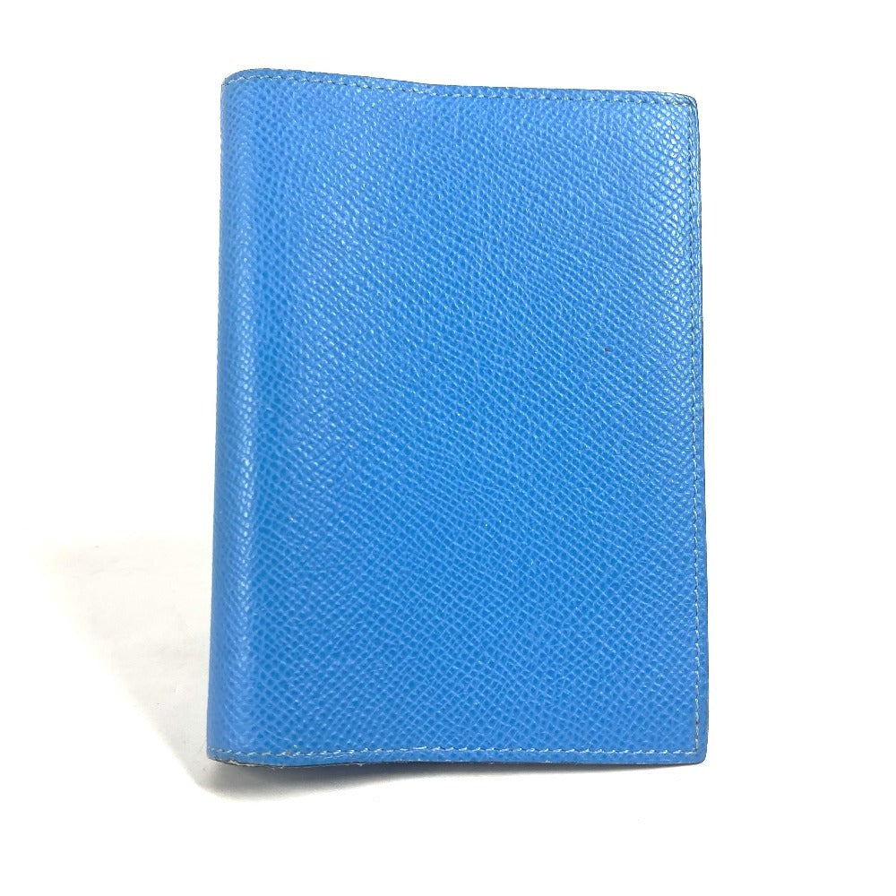 HERMES Notebook cover leather blue System planner, bi-fold, stationery Agenda GM mens(Unisex)