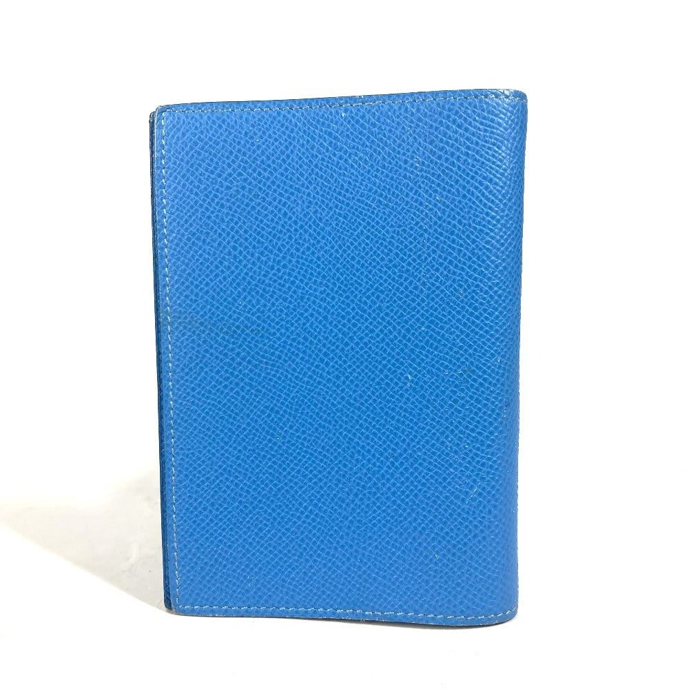 HERMES Notebook cover leather blue System planner, bi-fold, stationery Agenda GM mens(Unisex)