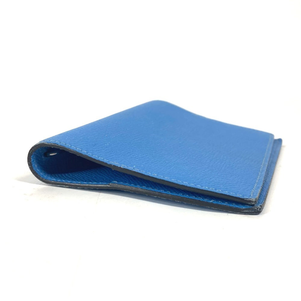 HERMES Notebook cover leather blue System planner, bi-fold, stationery Agenda GM mens(Unisex)