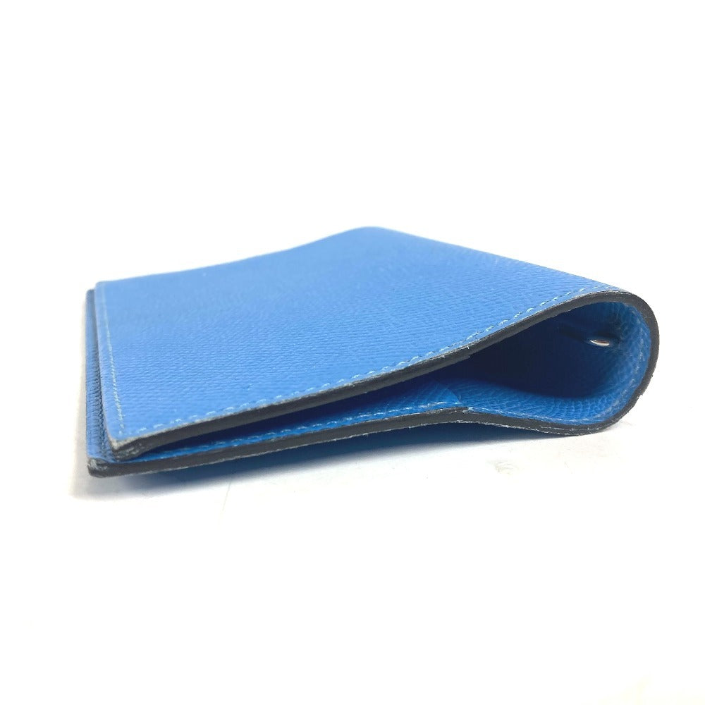 HERMES Notebook cover leather blue System planner, bi-fold, stationery Agenda GM mens(Unisex)