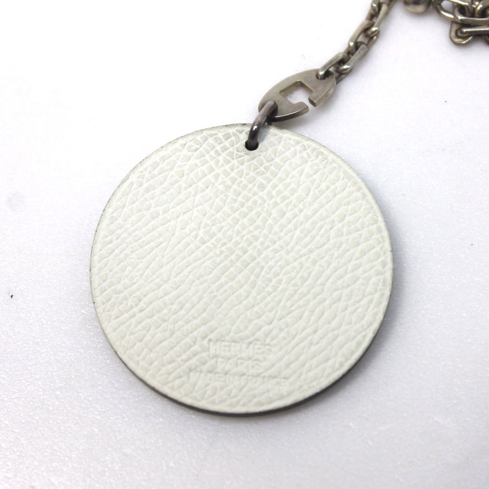 HERMES key ring Leather, SV925 white Noe Panda Animal Keychain unisex(Unisex)