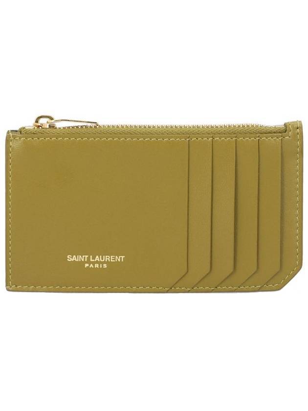 Luxury Saint Laurent Trending 2025 Monogram Fragment Card Wallet Green