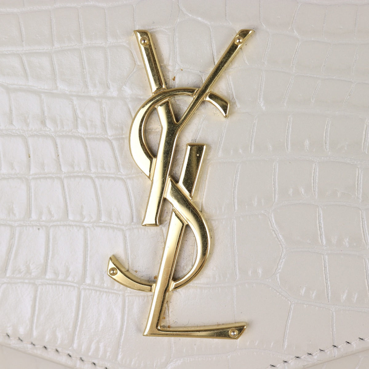 Saint Laurent Uptown Chain Wallet Croc-Embossed
