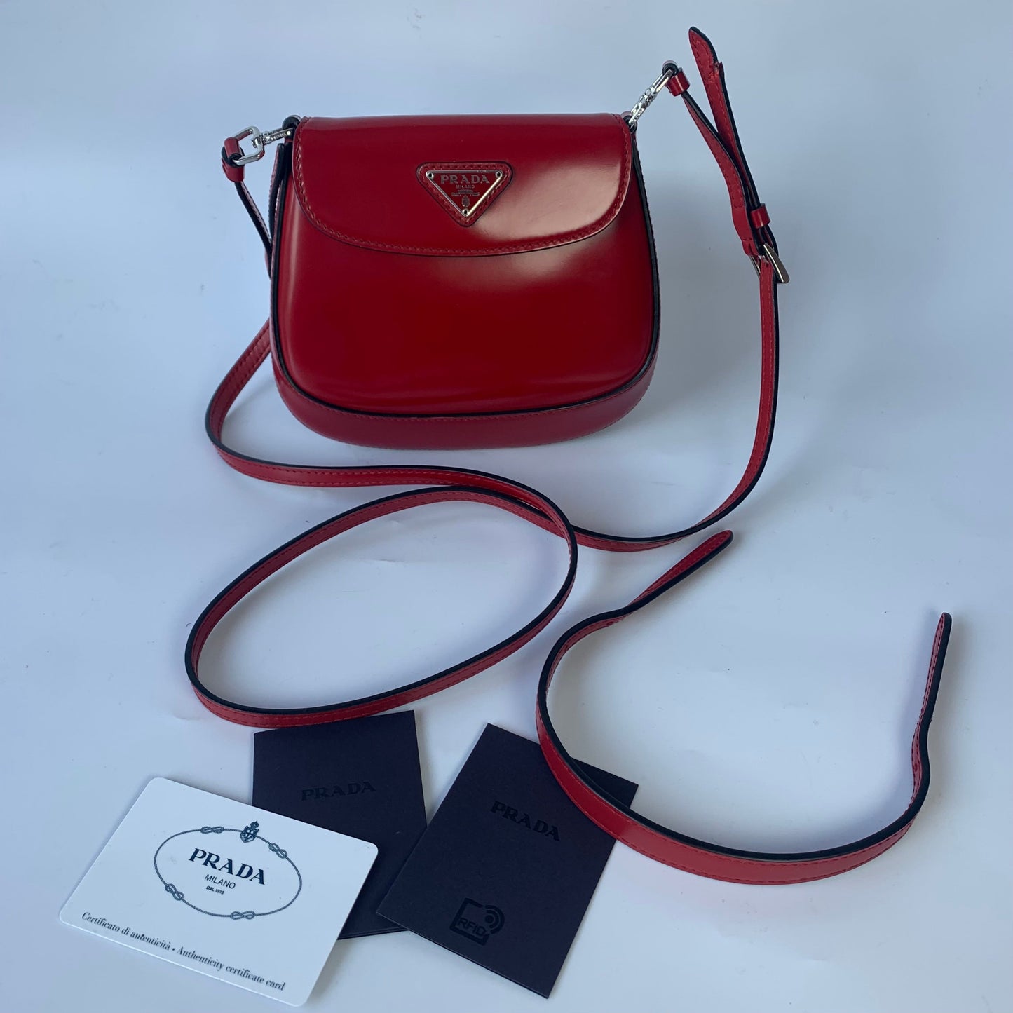 Prada Cleo Flap Burgundy / Red Leather Shoulder bag