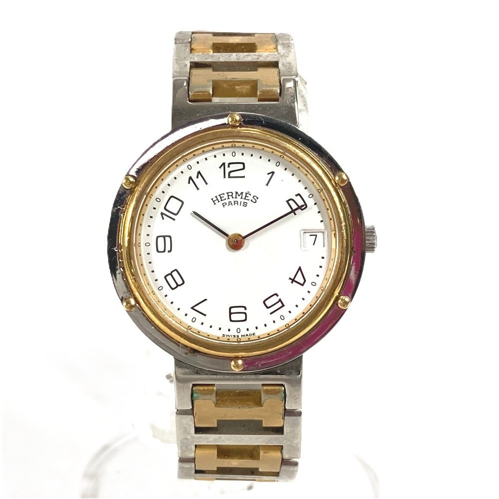 HERMES Watches Quartz Stainless Steel/Gold Plated Silver vintage Clipper white dial