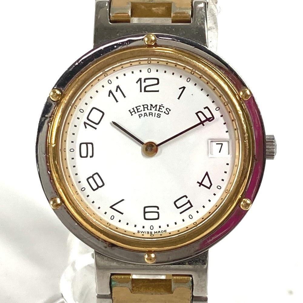 HERMES Watches Quartz Stainless Steel/Gold Plated Silver vintage Clipper white dial