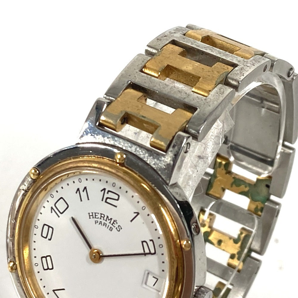 HERMES Watches Quartz Stainless Steel/Gold Plated Silver vintage Clipper white dial