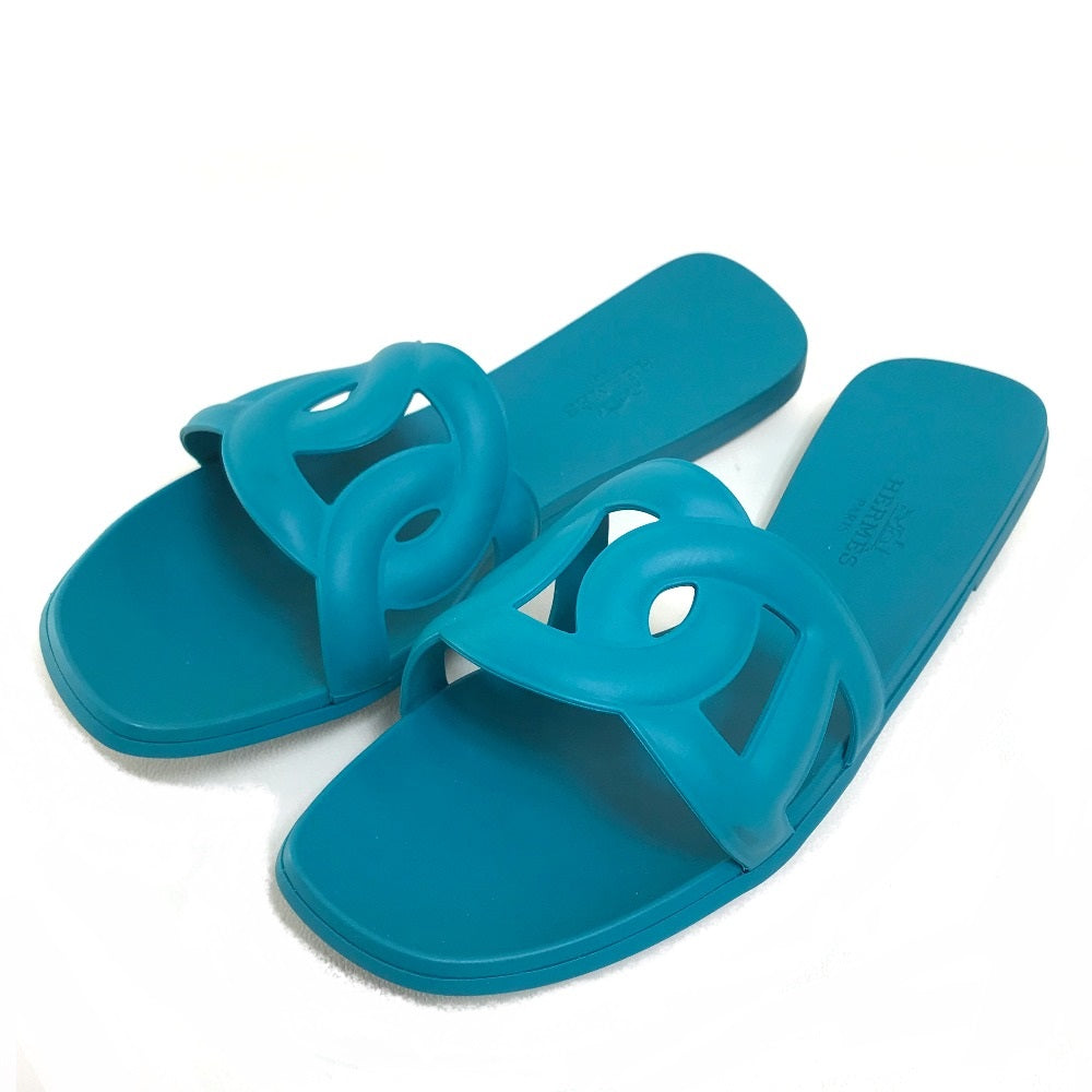 HERMES Sandals rubber blue Petanco flat Aloha Chene Dunkle Women 36