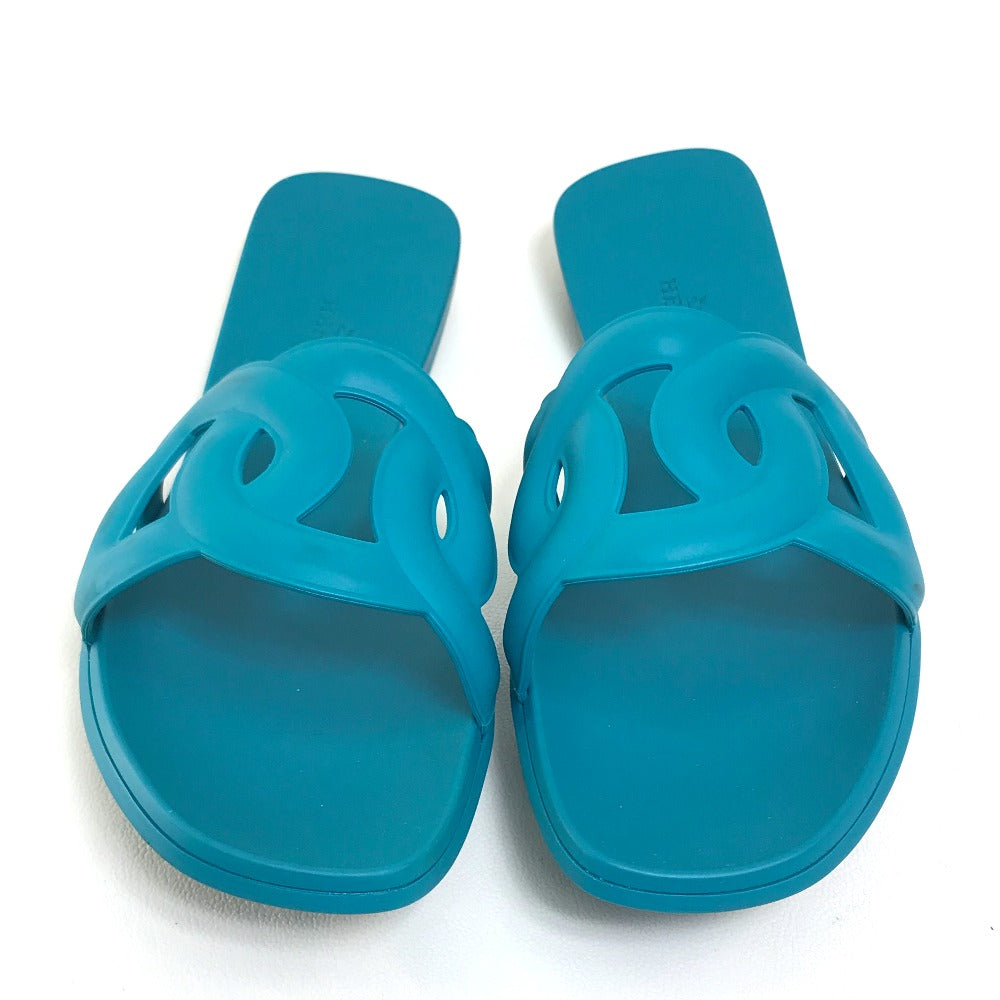 HERMES Sandals rubber blue Petanco flat Aloha Chene Dunkle Women 36