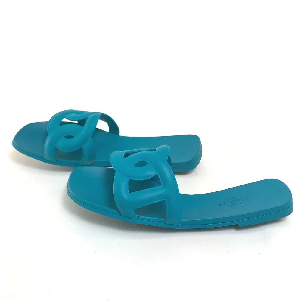HERMES Sandals rubber blue Petanco flat Aloha Chene Dunkle Women 36