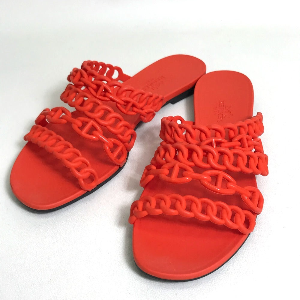 HERMES Sandals rubber Orange flat Shenu Dunkle Women 36