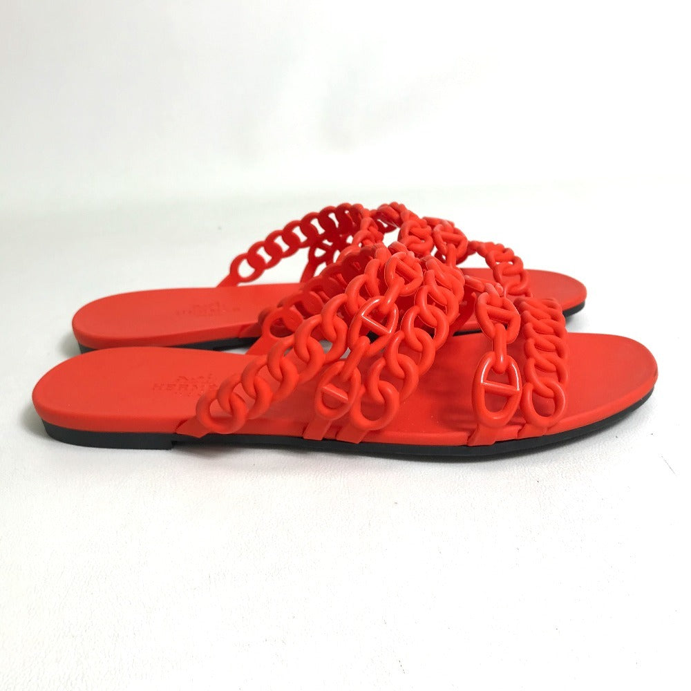 HERMES Sandals rubber Orange flat Shenu Dunkle Women 36