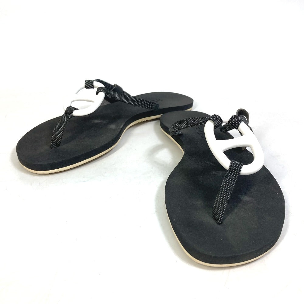 HERMES Sandals rubber black Chene Dunkle Caranella Women 37