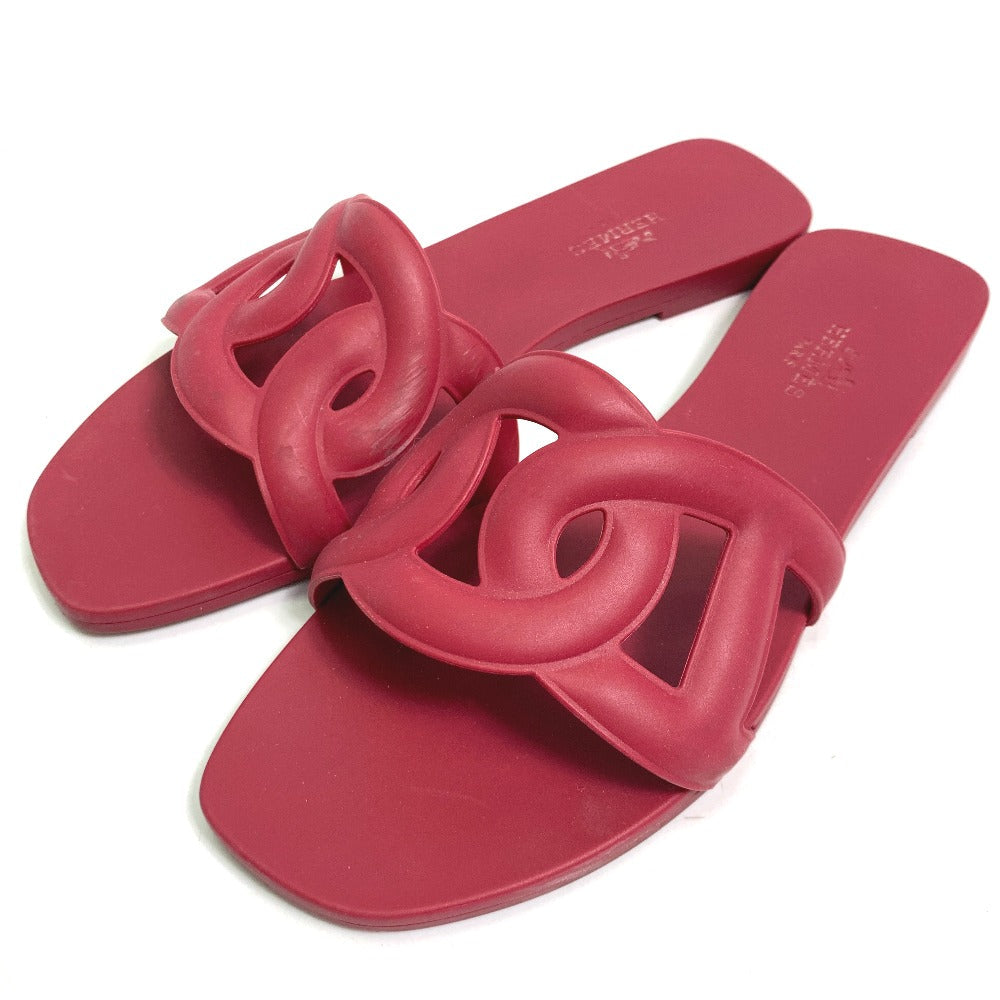 HERMES Sandals rubber Red shoes flats flats Aloha Chene Dunkle Women 35