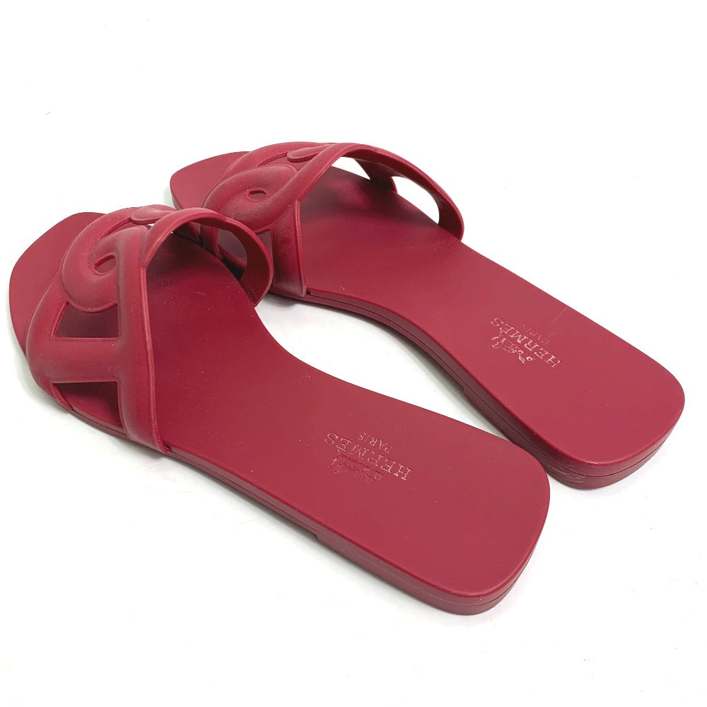 HERMES Sandals rubber Red shoes flats flats Aloha Chene Dunkle Women 35