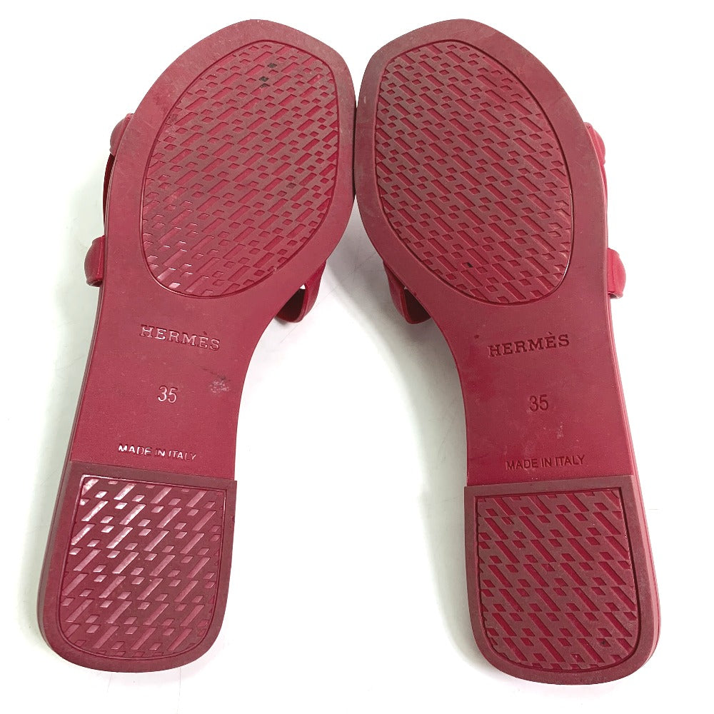 HERMES Sandals rubber Red shoes flats flats Aloha Chene Dunkle Women 35
