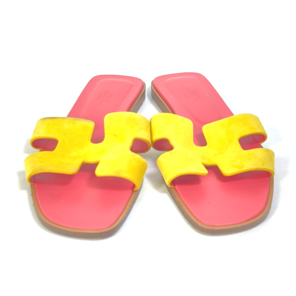 HERMES Sandals Leather, Suede pink logo Oran Women 36.5