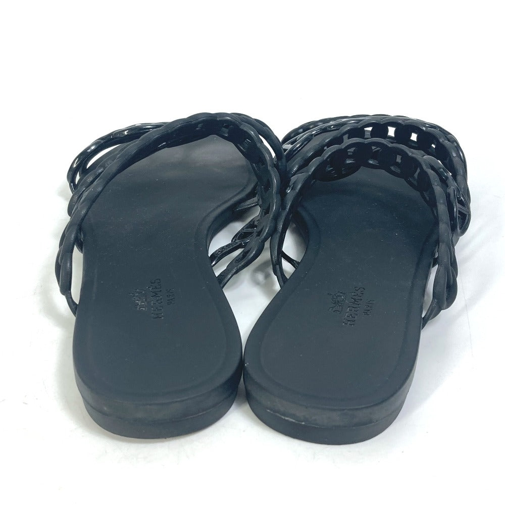 HERMES Sandals rubber black Chene Dunkle 5 Row Riverage Women 39