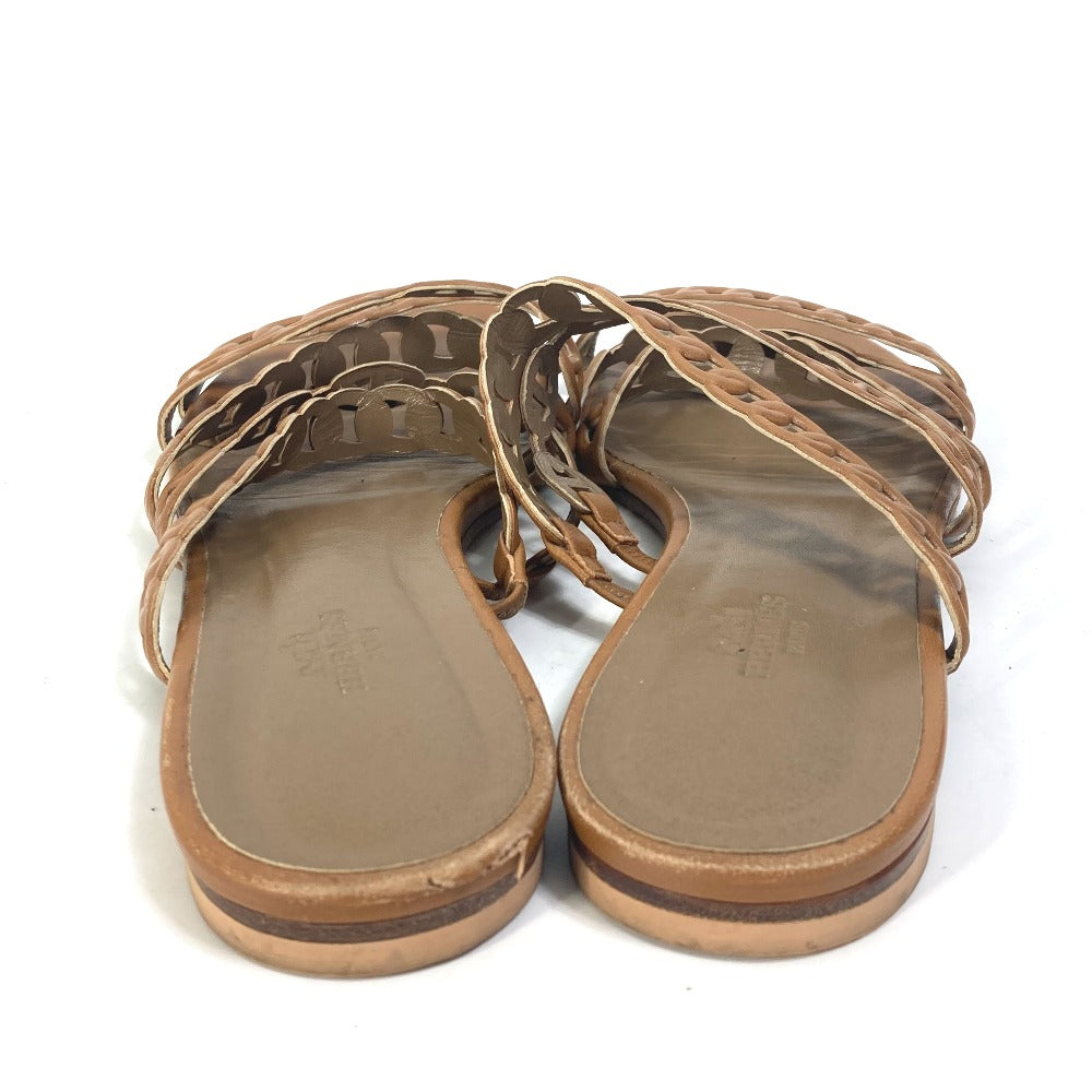 HERMES Sandals leather Brown Chene Dunkle 5 Row Women 40