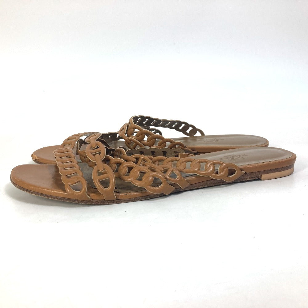 HERMES Sandals leather Brown Chene Dunkle 5 Row Women 40