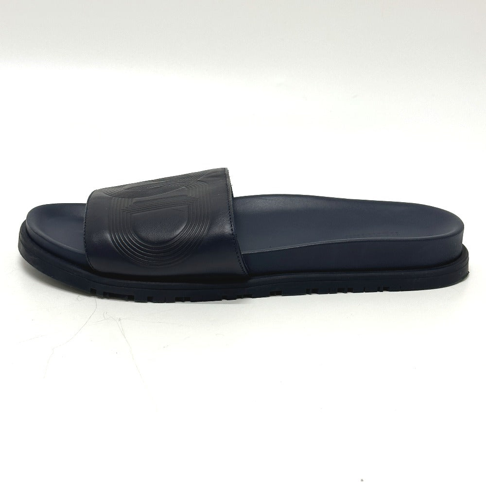 HERMES Sandals leather Navy Shoes Shower sandals Pool sandals Slide sandals Biarritz mens 41