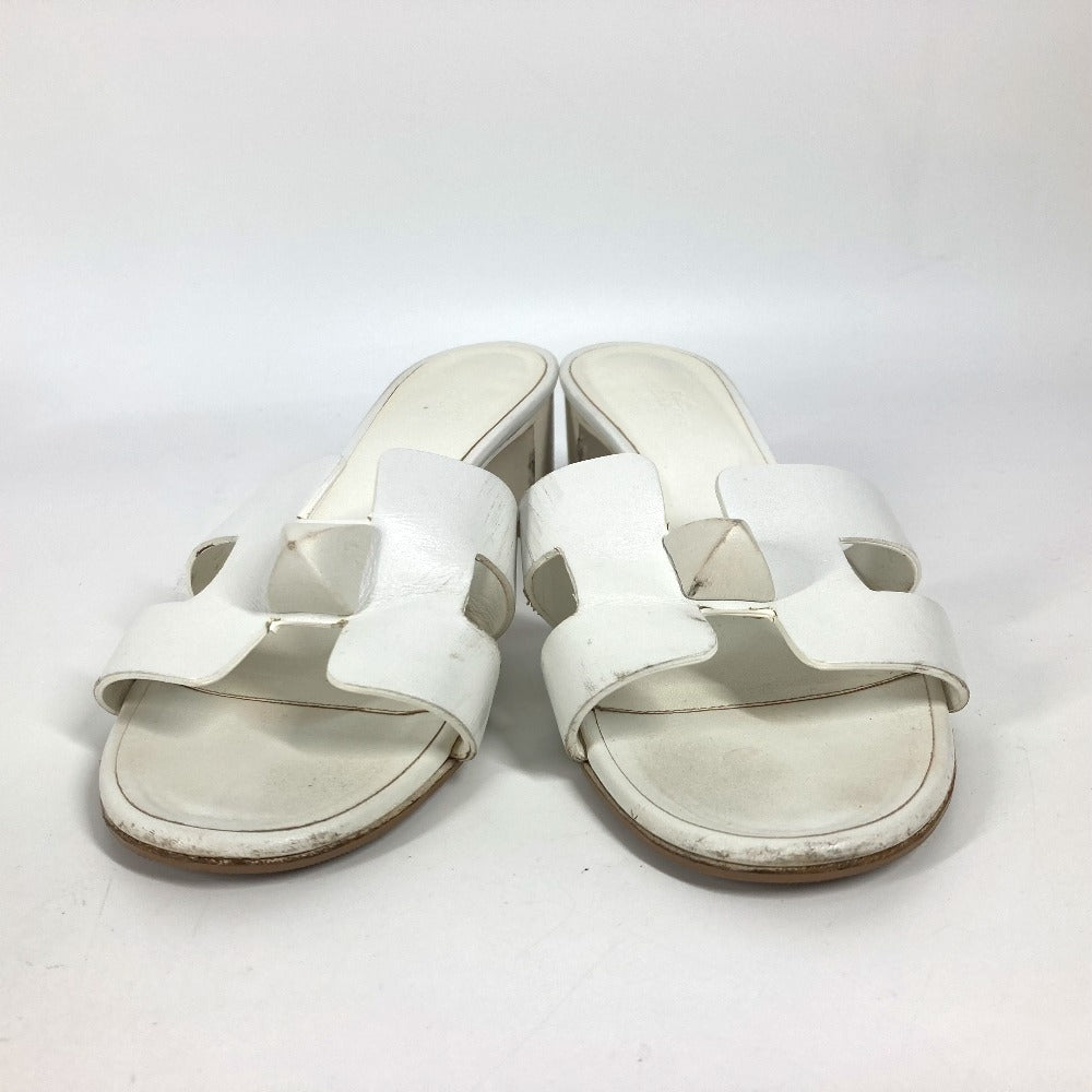 HERMES Sandals leather white Oasis with studs 37