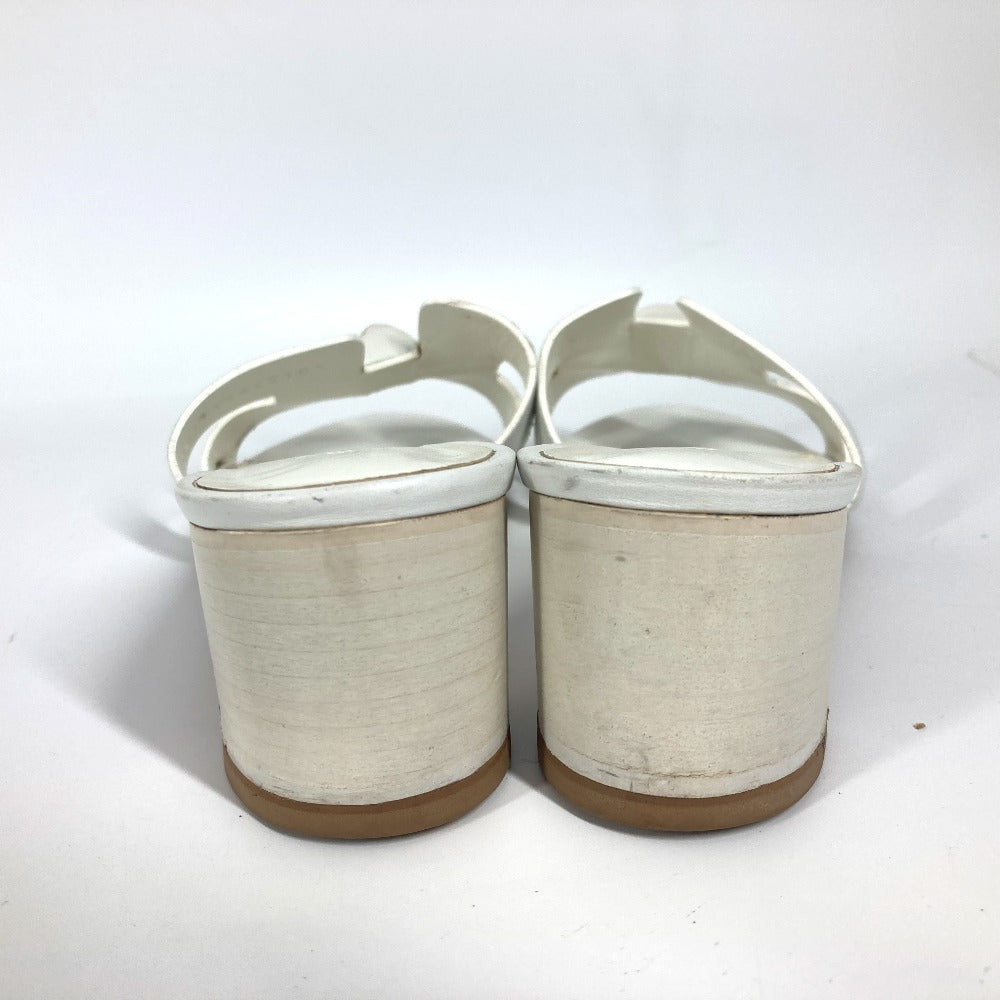 HERMES Sandals leather white Oasis with studs 37